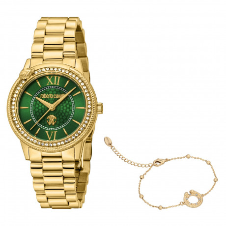 Набор Roberto Cavalli часы наручные RC5L037M2035 + браслет  RCGW0053BR