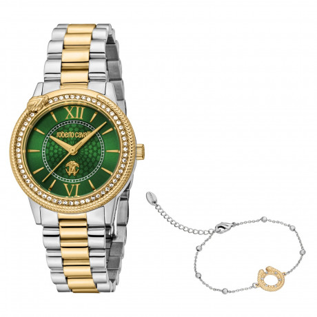 Набор Roberto Cavalli часы наручные RC5L037M2065 + браслет  RCGW0055BR