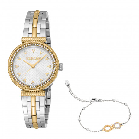 Набор Roberto Cavalli часы наручные RC5L078M0055 + браслет  RCGW0065BR