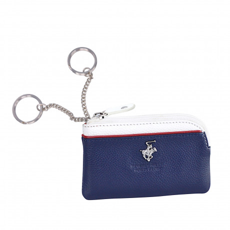 Ключница Beverly Hills Polo Club BH-1574-BI, натуральная кожа теленка. Цвет: синий/красный/белый