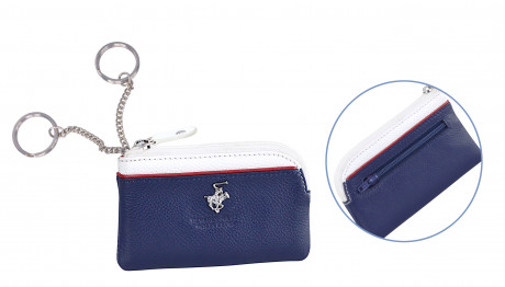 Ключница Beverly Hills Polo Club BH-1574-BI, натуральная кожа теленка. Цвет: синий/красный/белый