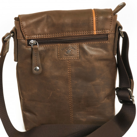 Сумка Beverly Hills Polo Club BH-383-MO с отделением для планшета, натуральная кожа теленка. Цвет: коричневый