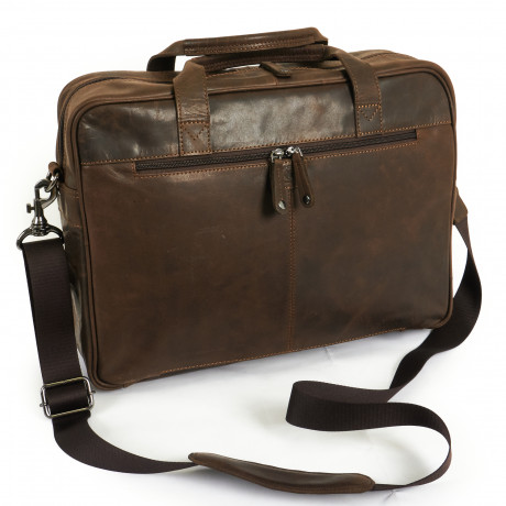 Портфель Beverly Hills Polo Club BH-386-MO с двумя ручками, натуральная кожа теленка. Цвет: коричневый