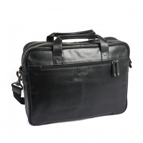 Портфель Beverly Hills Polo Club BH-386-NE с двумя ручками, натуральная кожа теленка. Цвет: черный