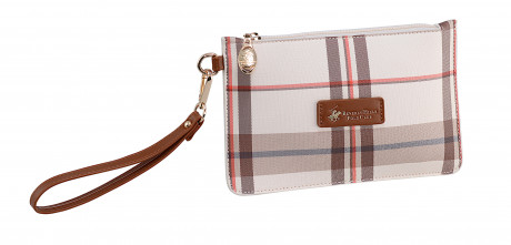 Сумка-косметичка Beverly Hills Polo Club BH-3328-CU, экокожа. Цвет: клетка с коричневым акцентом