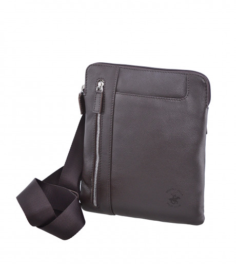 Сумка Beverly Hills Polo Club BH-8471-MO, натуральная кожа телёнка. Цвет: тёмно-коричневый